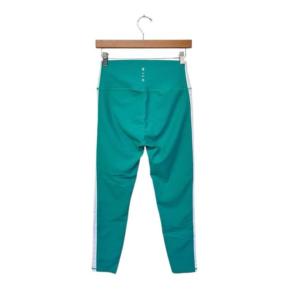 Wilo The Label Green and Purple Ribbed Stripe Workout Leggings L - Picture 3 of 7